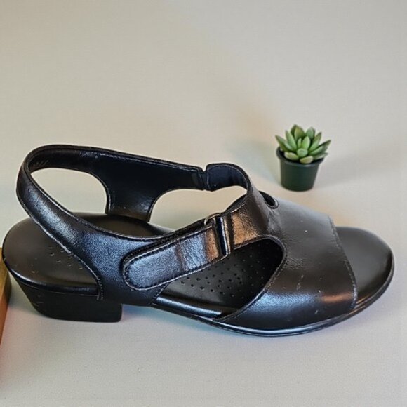 SAS Tripad Comfort Black Leather Open-Toe Sandals Made in USA D6940066 Size 6.5 - Picture 2 of 13